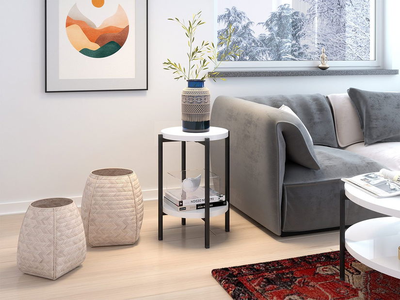 Konferenční stolek Batasa 2 (černá + bílý lesk)