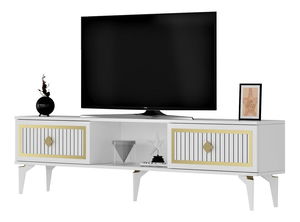 TV stolek/skříňka Kututa 2 (bílá + zlatá)