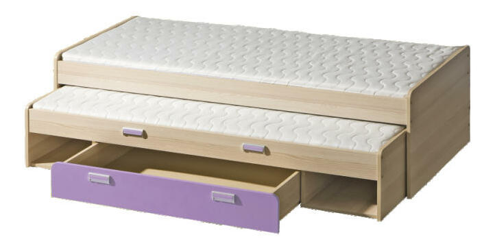 Rozkládací postel 80 cm Lavendon L16 (s rošty) (fialová)