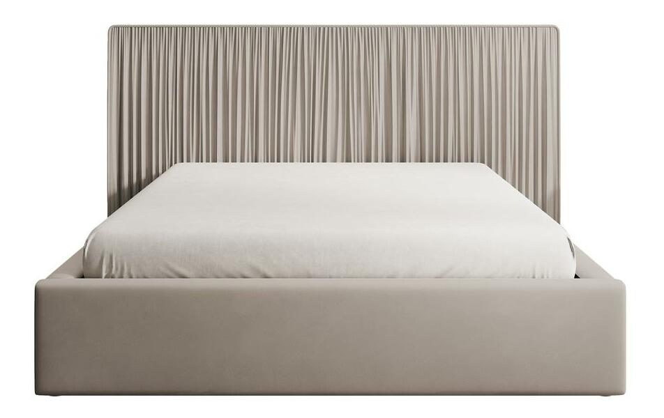 Manželská postel 140 cm Thala 140 (s roštem) (s úl. prostorem) (béžovošedá + černá)