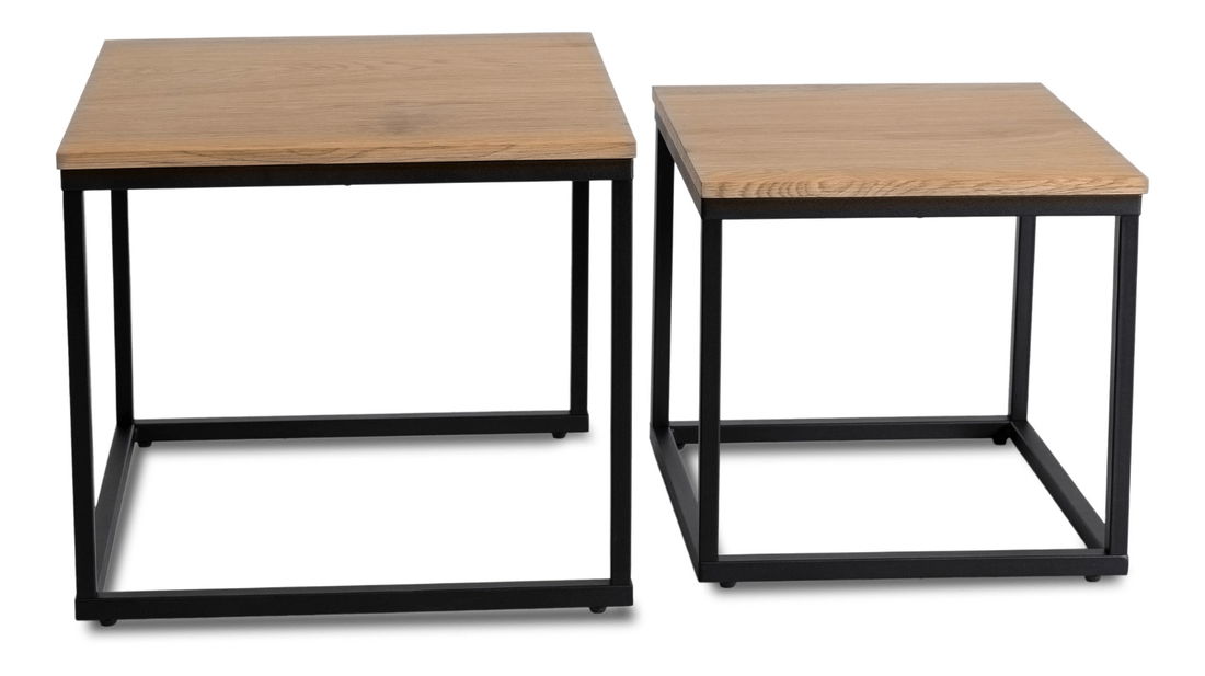 Set 2 konferenčních stolků Climas (dub zlatý + černá)