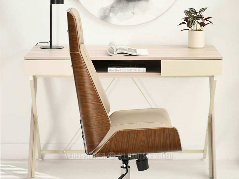 Židle Aukley (ořech + tmavě béžová + šedá)