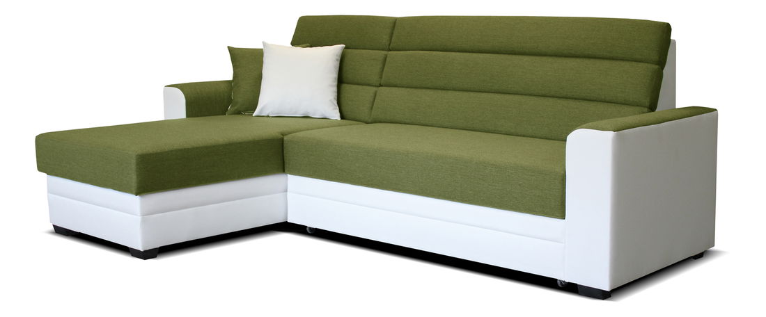 Rohová sedací souprava Ulm L+2F (zelená + bílá) (L)