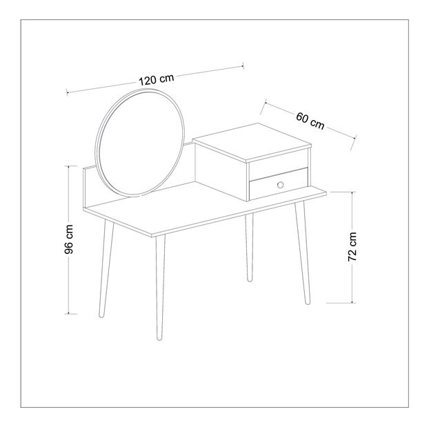 Toaletní stolek Angelio (antracit + ořech)