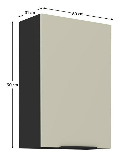 Horní kuchyňská skříňka Arikona 60 G 72 1F (kašmír + černá)