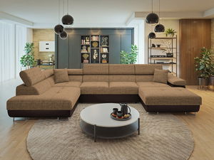 Rohová sedačka U Terazuro Bis (světlohnědá + hnědá) (s úl. prostorem) (L)