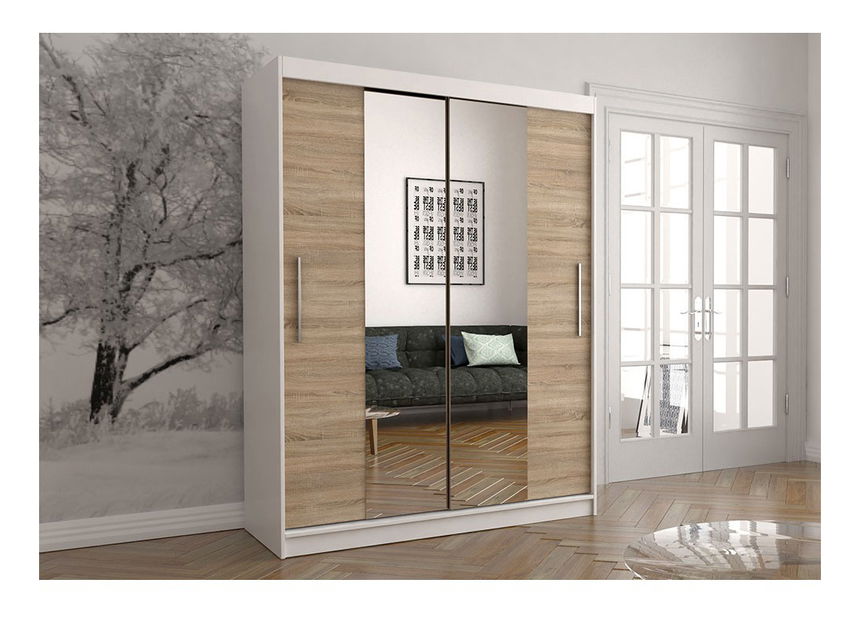 Šatní skříň Viola 01 (bílá + dub sonoma)