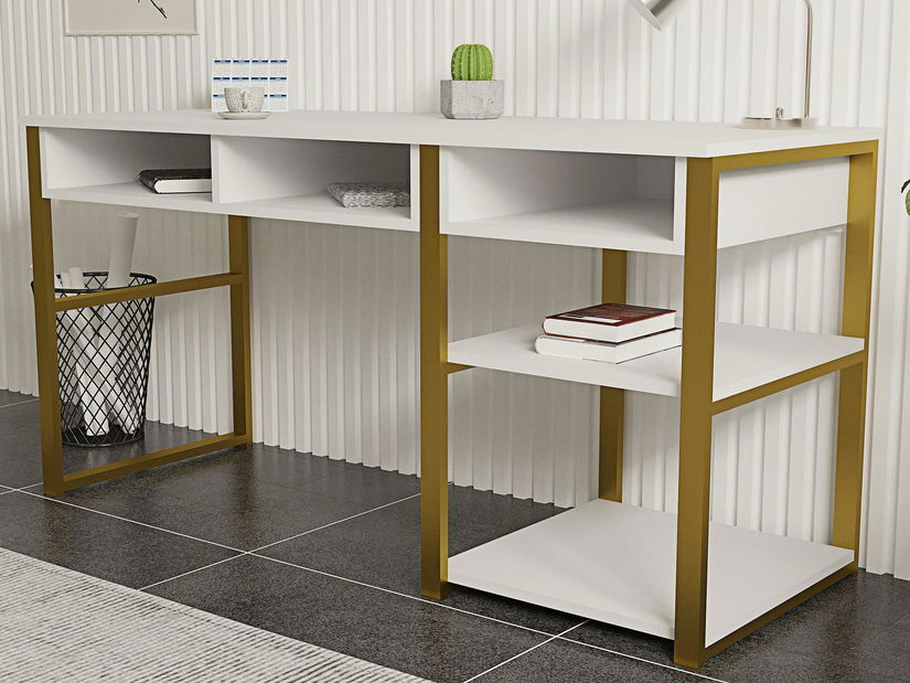 PC stolek Emiro (bílá + zlatá)