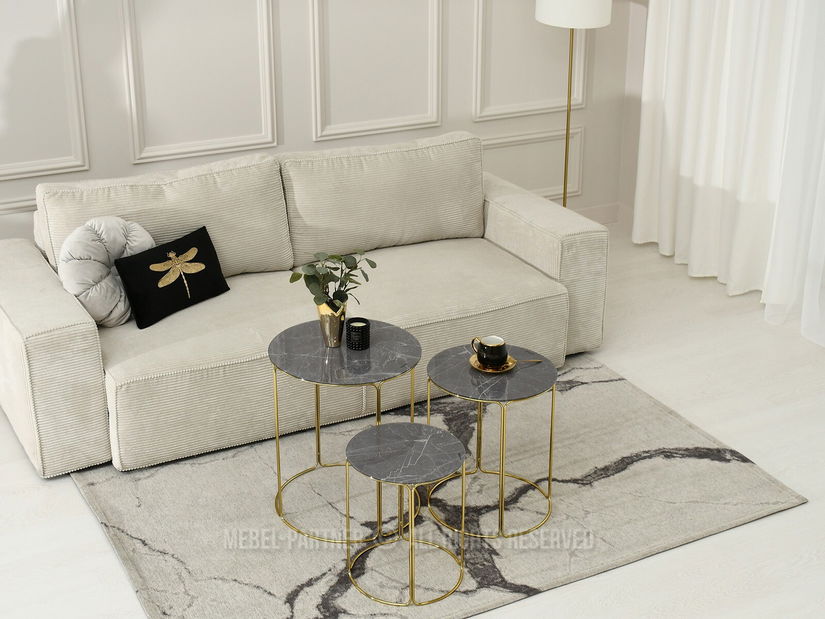 Konferenční stolek Belianni Zest (šedý mramor + zlatá)
