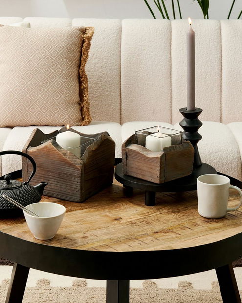 Set 2 ks. svícnů PELERO (tmavé dřevo)