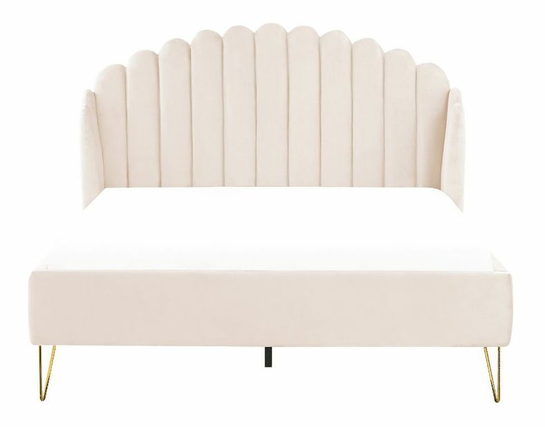 Manželská postel 140 cm Alise (sametová béžová) (s roštem)