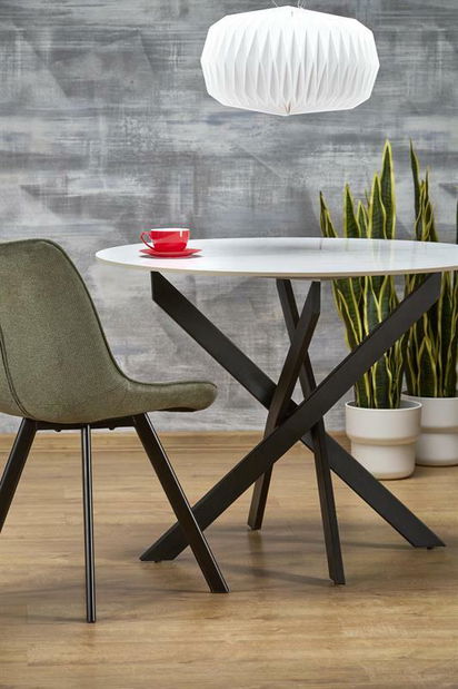 Jídelní stůl Edgaro 2 (bílý mramor + černá) (pro 4 osoby)