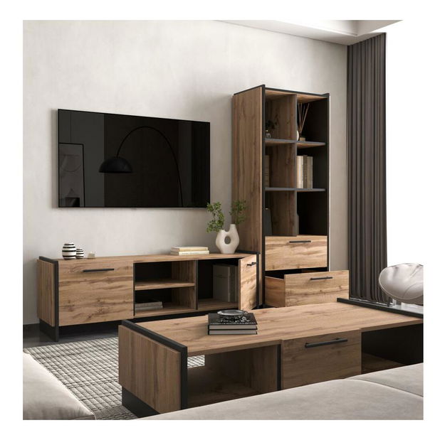 TV skříňka Actualmente (dub wotan + černá)