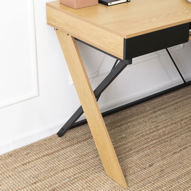 Psací stolek Reaparecio (dub zlatý + černá)