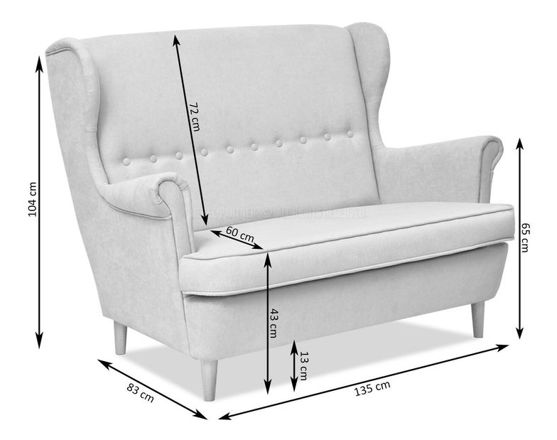 Pohovka dvousedačka ve tvaru ušák Muriera (bílá)