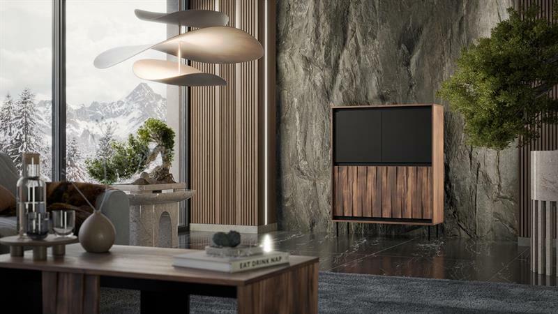 Skříňka Sting KM2 (ořech + černá)