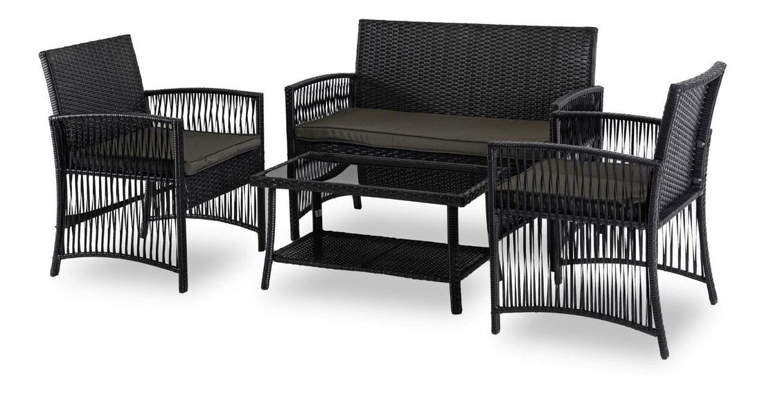 Zahradní set Frutos (černá) (pro 4 osoby)