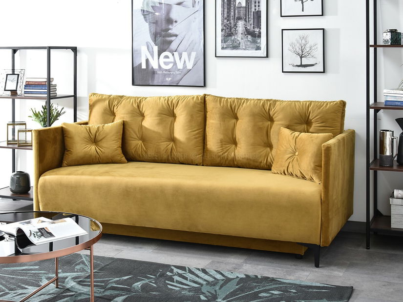 Pohovka dvousedačka Mastil (zlatá + černá)