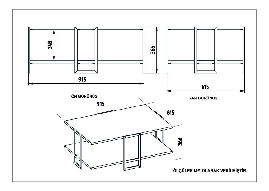Konferenční stolek Poppy (zlatá + černá)
