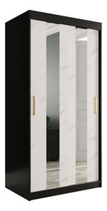 Šatní skříň 100 cm Marbelo P (matná černá + bílý mramor)