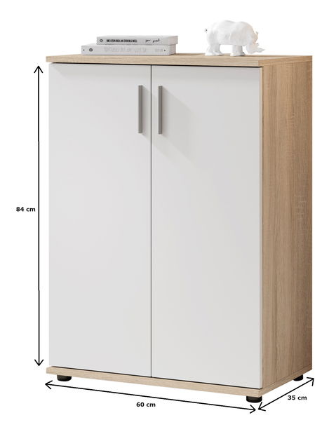 Skříňka Borat (dub sonoma + bílá)