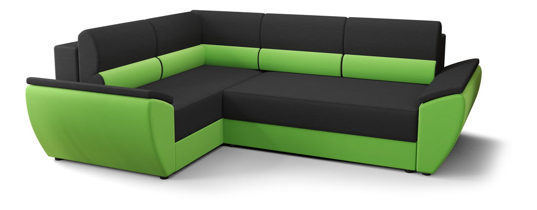 Rohová sedací souprava Radiant Plus (černá + zelená) (L)