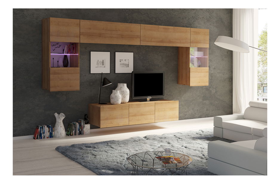 Obývací stěna Calabria C2 (dub zlatý) (bez osvětlení)