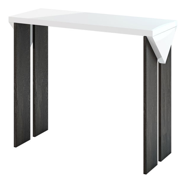 Konzolový stolek Tarni (lesk bílý + tmavě šedá)