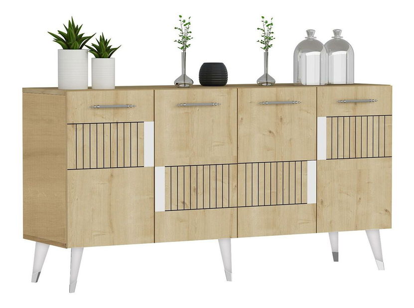 Skříňka Lotoka 1 (dub safírový + stříbrná)