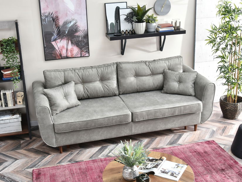 Pohovka dvousedačka Bacteria (šedá + ořech)