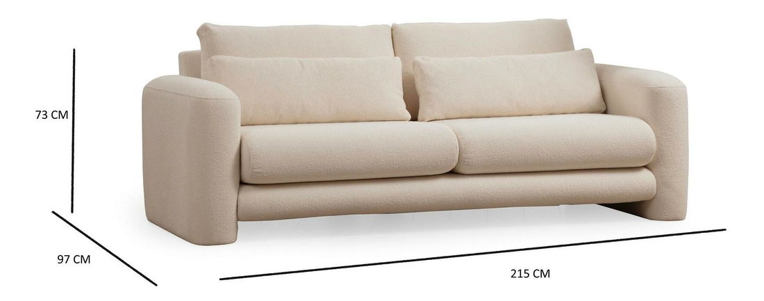 Pohovka trojsedačka Lelysena (krémová)