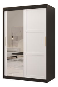 Šatní skříň Riven 2 120 (černá matná + bílá matná) (se zrcadlem)
