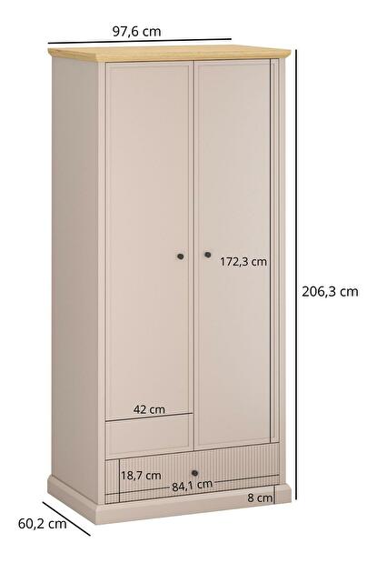 Šatní skříň Indices 1 (taupe + dub kamenný)