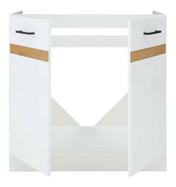 Spodní kuchyňská skříňka pod dřez BRW Junona line DK2D/80/82 (Bílá + Lesk bílý + Dub craft zlatý)