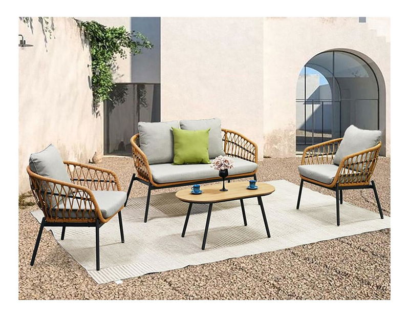 Zahradní sestava Artefactos (přírodní + světle šedá) (pro 4 osoby)