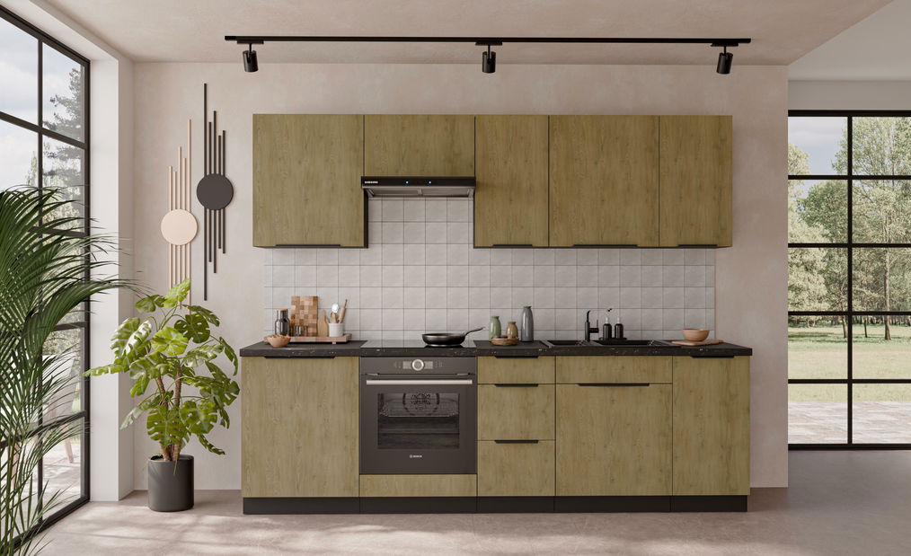 Kuchyně 260 cm Carminia 2 (dub cremona + černá)