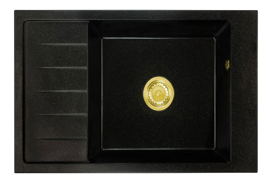 Kuchyňský dřez Lurano (černá + textura) (bez otvoru pro baterii) (L)