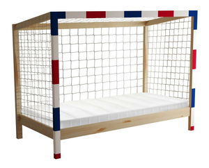 Dětská postel 90 cm Facilmente (přírodní + modrá + červená) (s roštem)