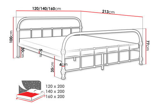 Manželská postel 160cm Sherita (černá)