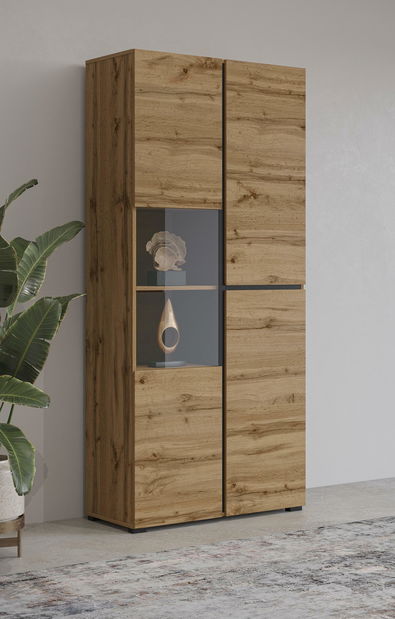 Vitrína Crossroad N12 (dub wotan + černá)