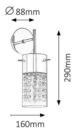 Nástěnné svítidlo Waterfall 6449 (chromová + průhledný krystal)