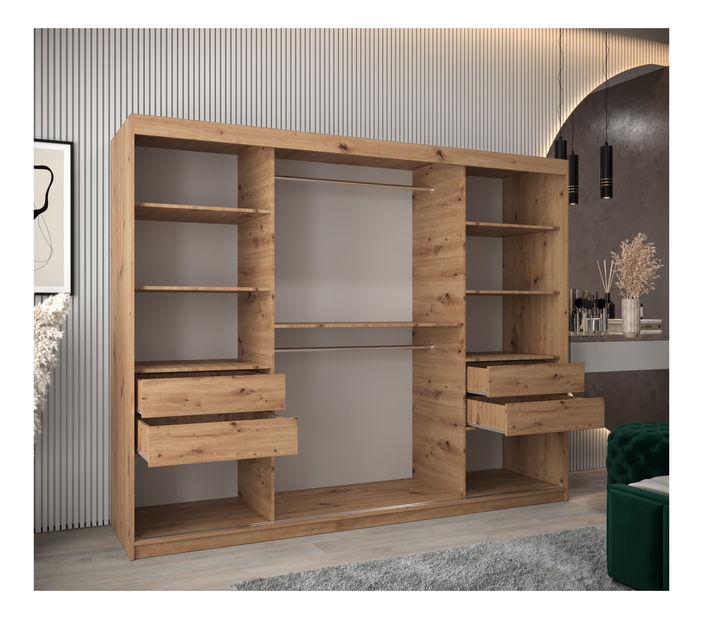 Šatní skříň 250 cm Toki (Dub artisan + Dub artisan) *výprodej