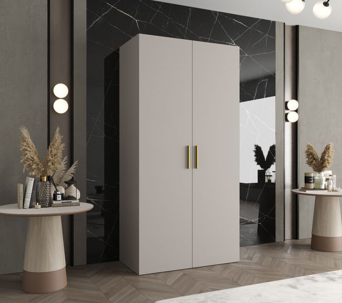 Šatní skříň 100 cm Borry 1 (kašmír + zlatá)