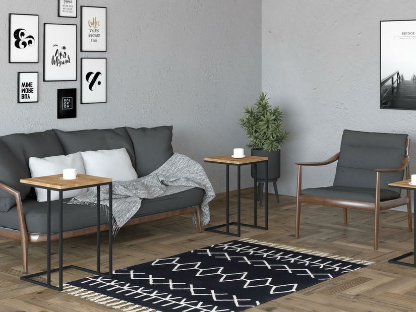 Set 3ks. konferenčních stolků Vudema (černá + oud)