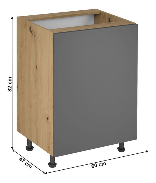 Dolní kuchyňská skříňka D60 Langari (dub artisan + šedá matná) (L)