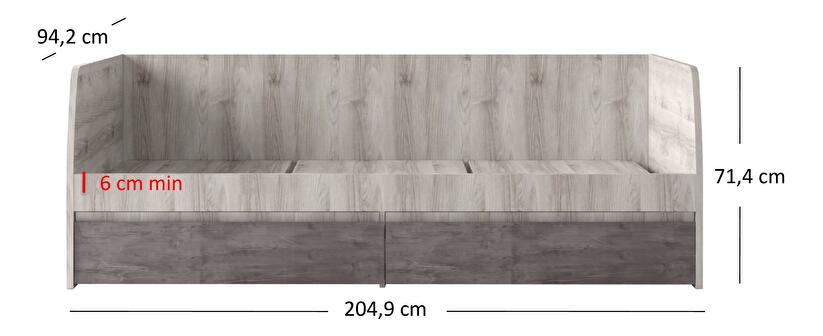 Jednolůžková postel 90 cm (válenda) Japon 1 (kaštan nairobi + onyx) (s roštem) (s úl. prostorem)