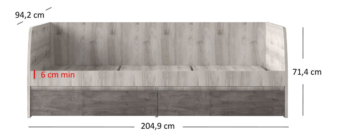 Jednolůžková postel 90 cm (válenda) Japon 2 (kaštan nairobi + onyx) (s roštem) (s úl. prostorem)