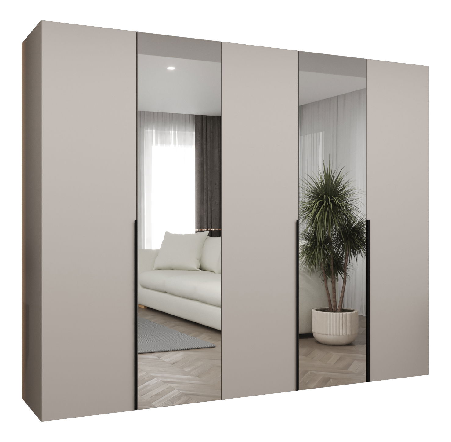 Šatní skříň 250 cm Alice 2 (kašmír + černá)