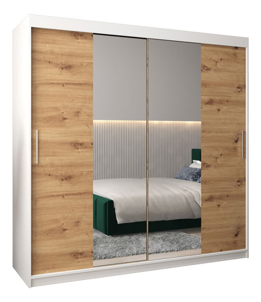 Šatní skříň 200 cm Toki 1 (Bílá matná + Dub artisan)