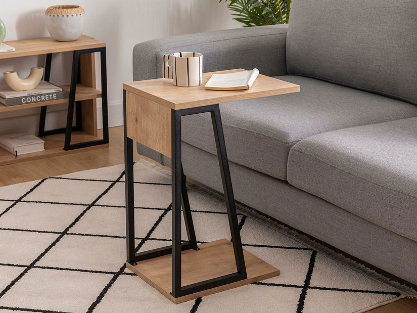 Příruční stolek Nidupe 3 (dub safírový + černá)